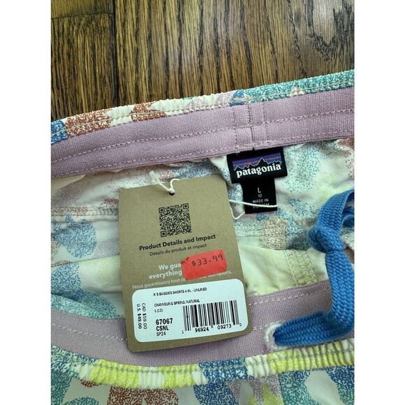 Patagonia Kids Girls Baggies 4" Inseam Unlined Shorts Channeling Spring Large - Picture 3 of 4
